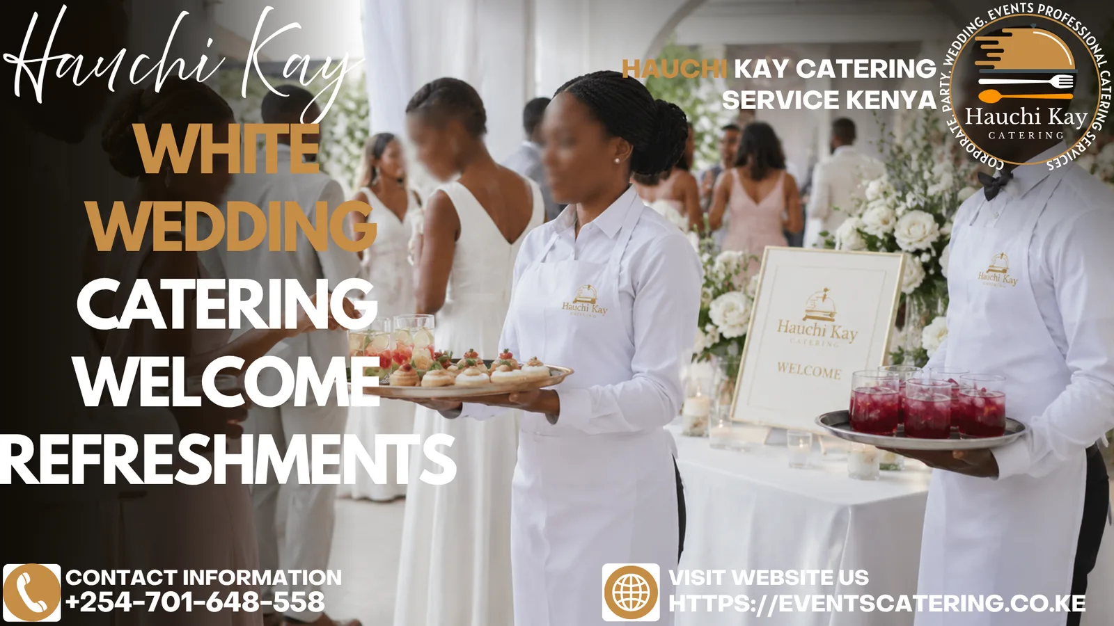 Hauchi Kay wedding welcome refreshments promotional graphic