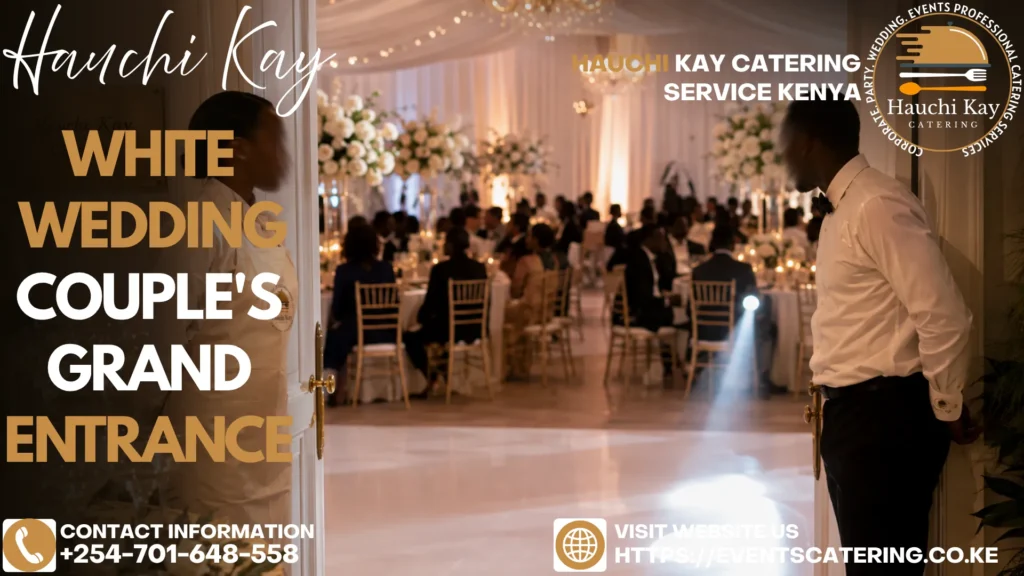 White Wedding Catering Couples Grand Entrance