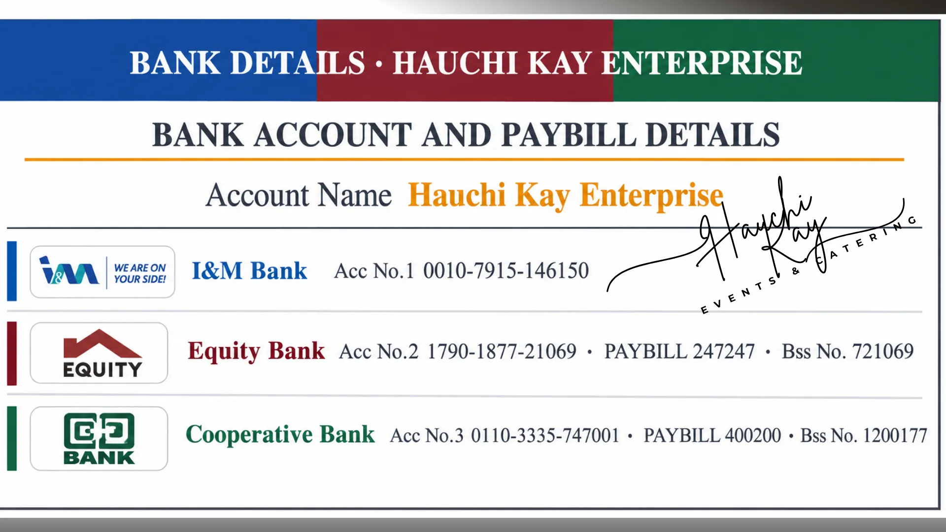 Hauchi Kay Catering Payment Policy Kenya